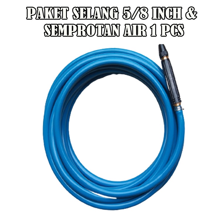 Selang Air Semprotan Cuci Motor Dop Ukuran 5/8 inch Panjang 5 Meter &amp; Semprotan Air Lurus 1 Pcs