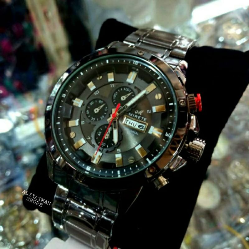 JAM TANGAN PRIA MIRETE STAINLISS STILL FREE BOX ||WATER RESISITANT || JAM TANGA PRIA MODIS SPORTY _COD