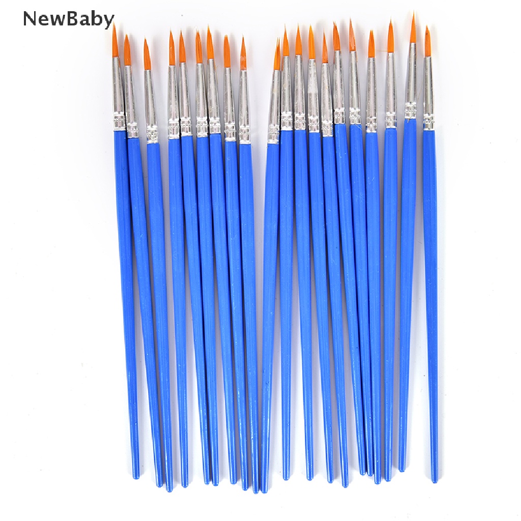 NewBaby 10Pcs Nylon Hair Artist Paint Brush Acrylic Watercolor Round Fine Hand Point Tip ID