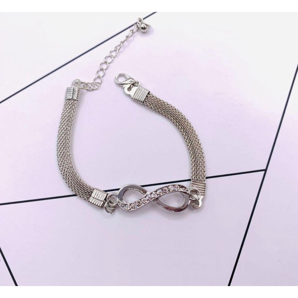 Top Infinity Bracelet Charm Persahabatan Pria Wanita Nomor8 Gelang