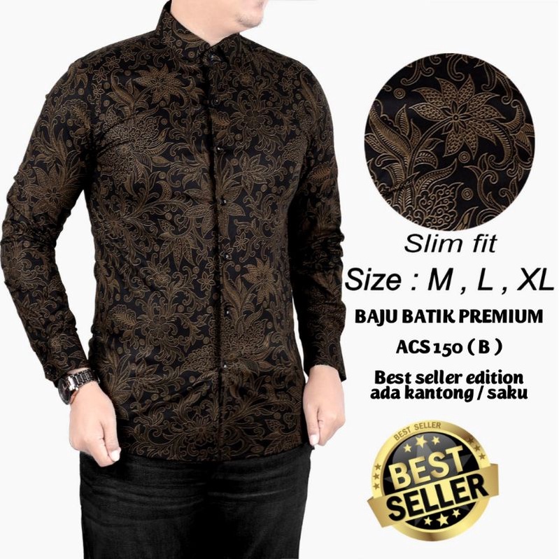 BAJU KEMEJA BATIK PRIA SLIMFIT LENGAN PANJANG MEWAH SLIM FIT D345