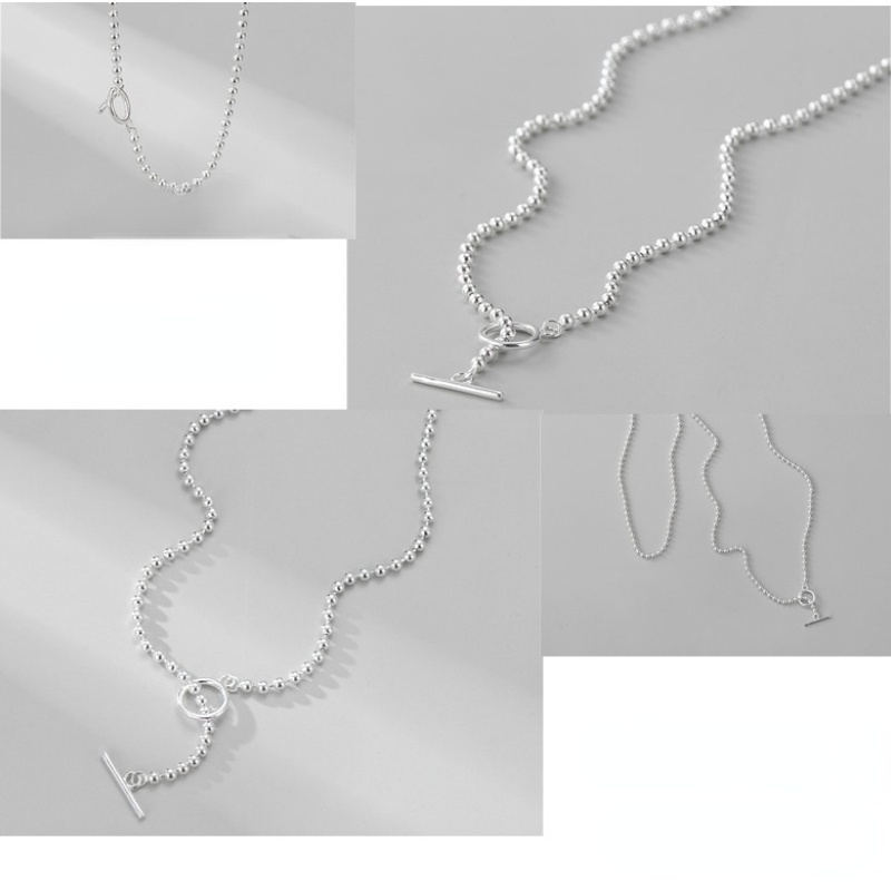 Kalung Rantai Sterling Silver 925 Hias Manik-Manik Bola 18-32 Inch Untuk Pria Dan Wanita