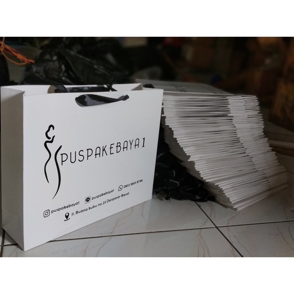 

Paperbag ivory putih sablon ukuran 40x10x30