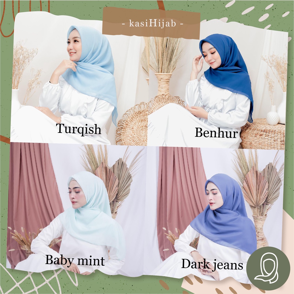 Jilbab Bella Square polos murah warna "BIRU" || hijab segi empat