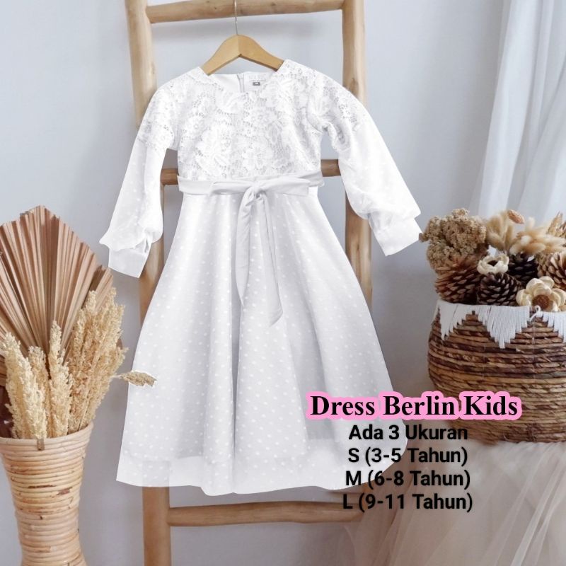 Dress Pesta Anak Perempuan Brokat/Dress Berlin Kids 3-11 Tahun Matt Brokat Glitter Mix Tille Dot/Pakaian Anak Perempuan Brokat