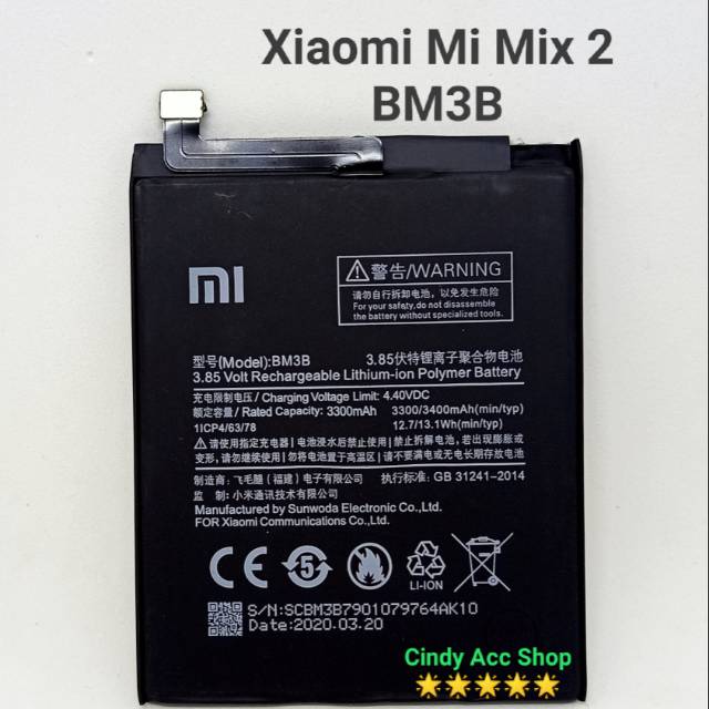 Baterai Xiaomi Mi Mix 2 / Mi Mix 2S BM3B Original Batre Battery