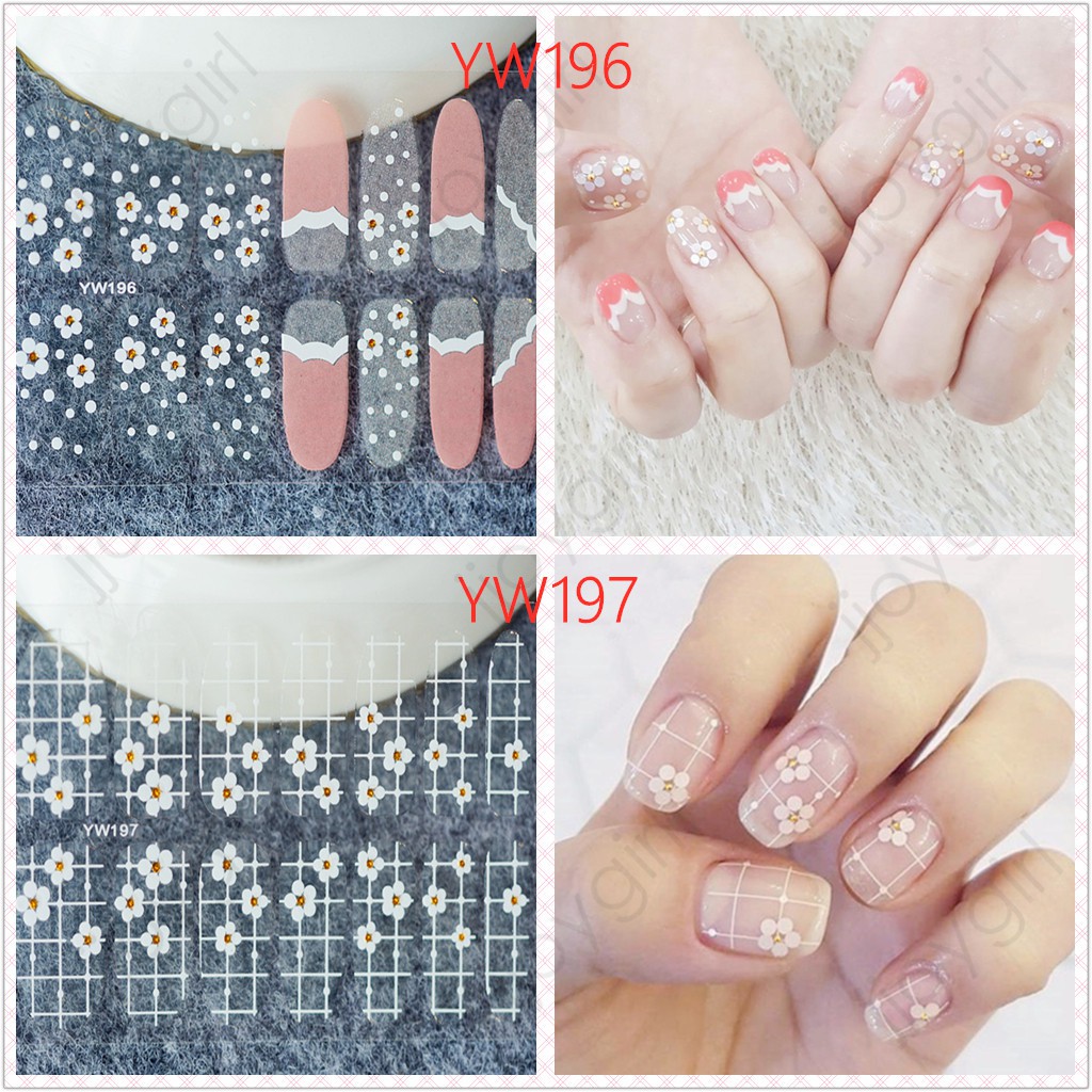 YW Motif Sticker Kuku Stiker Glitter Sticker Kuku Marble Cartoon Nail 14PCS / sheet Nail Sticker