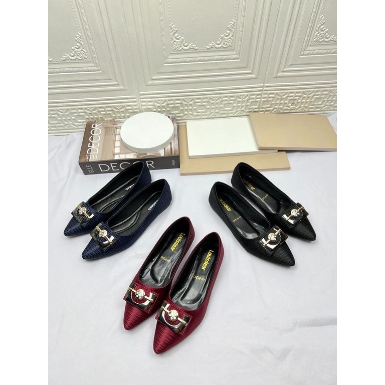 sepatu flatshoes wanita terbaru kekinian bahan satin LOUISDEAR B151