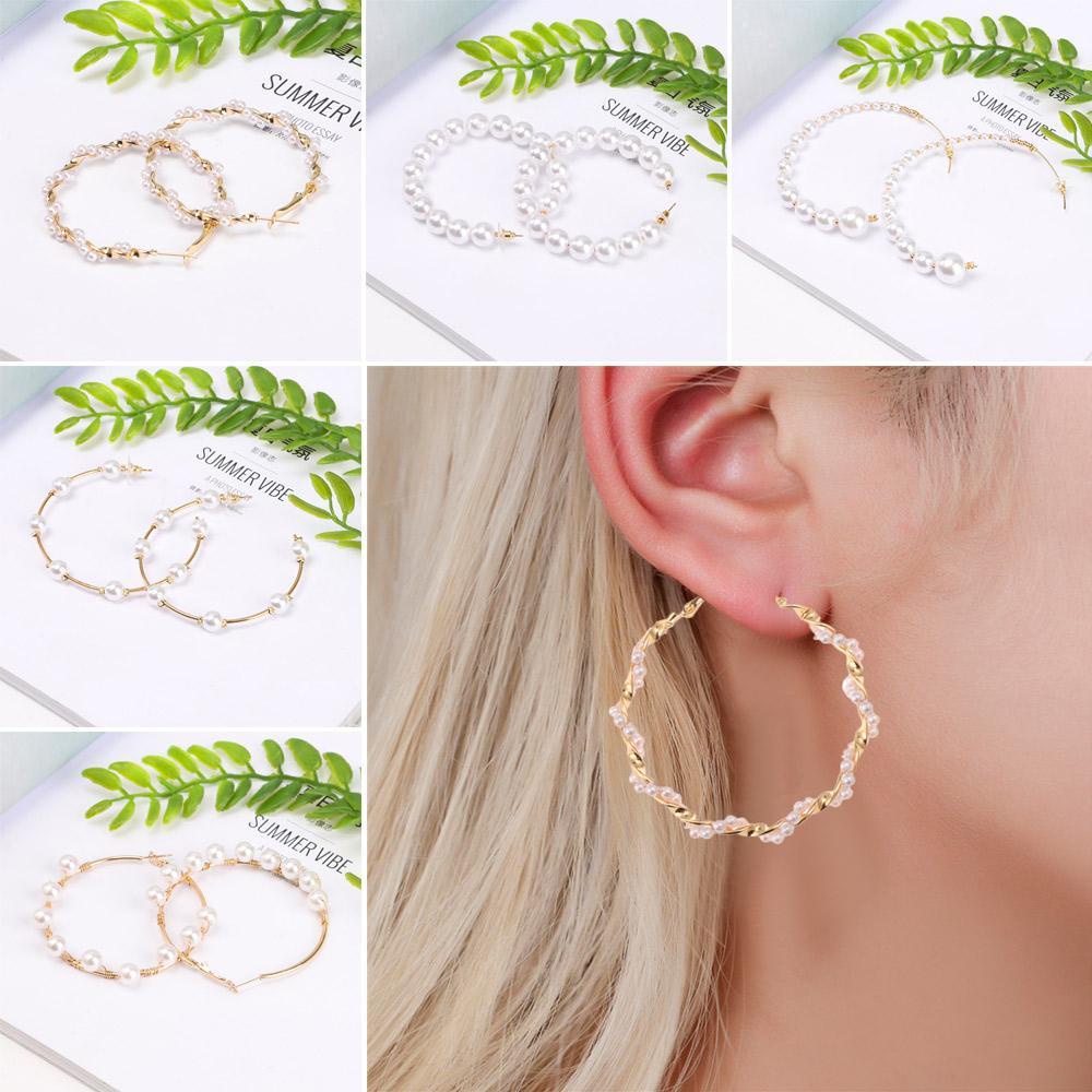 Lily Pearl Earrings Pesta Mewah Bulat Persegi Drop Juntai