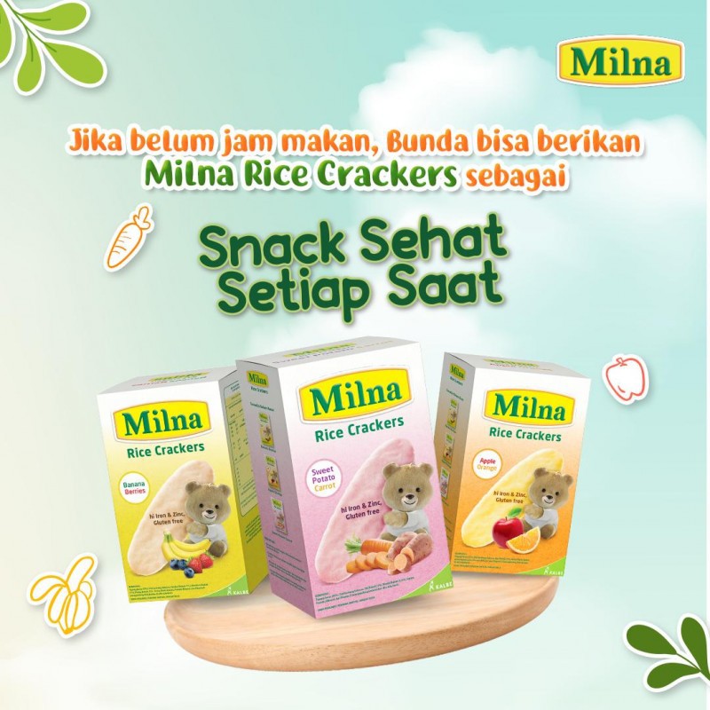 Milna Rice Crackers 20 gram / Rice Cracker 20 g / Snack Cemilan Bayi 6+ Biskuit Beras