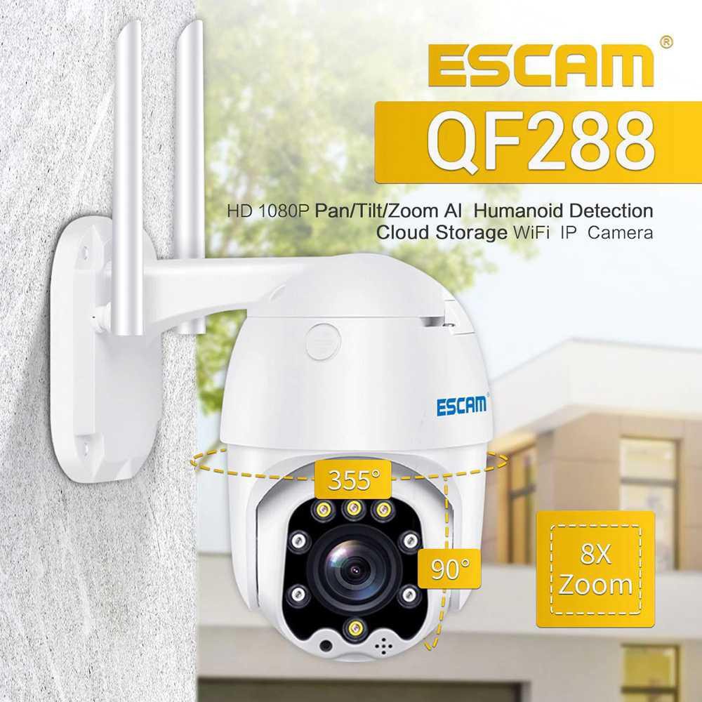 Kamera Keamanan ESCAM QF288 3MP 1080P 8x Zoom AI Deteksi Manusia