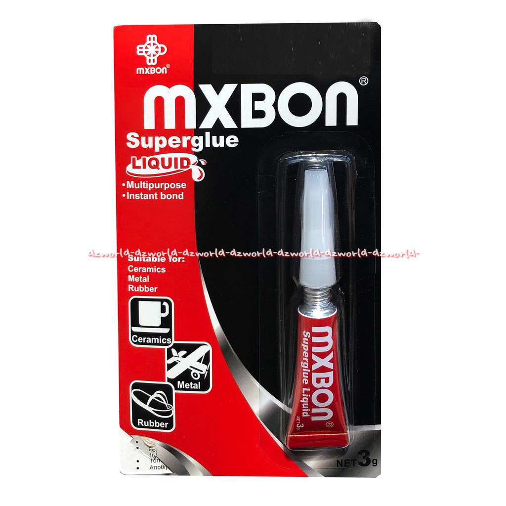 Mxbon Super Glue Liquid 3gr Lem Untuk Keramik Besi Karet Merah