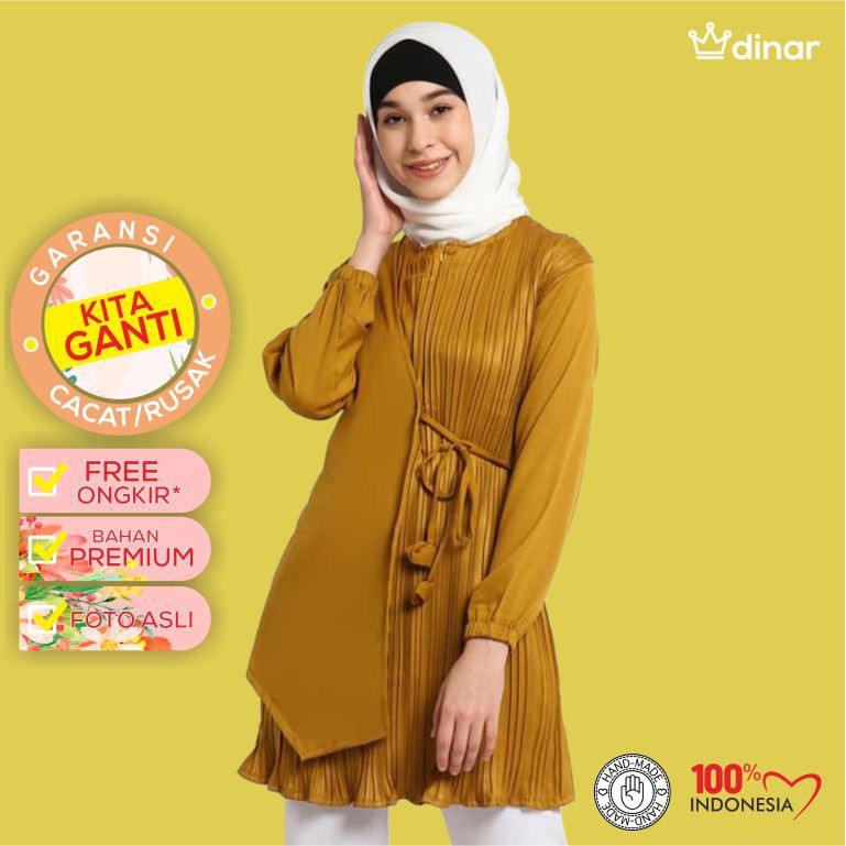 ATASAN MUSLIM LE NAJWA KARIN TUNIK  YELLOW MUSTARD Baju  