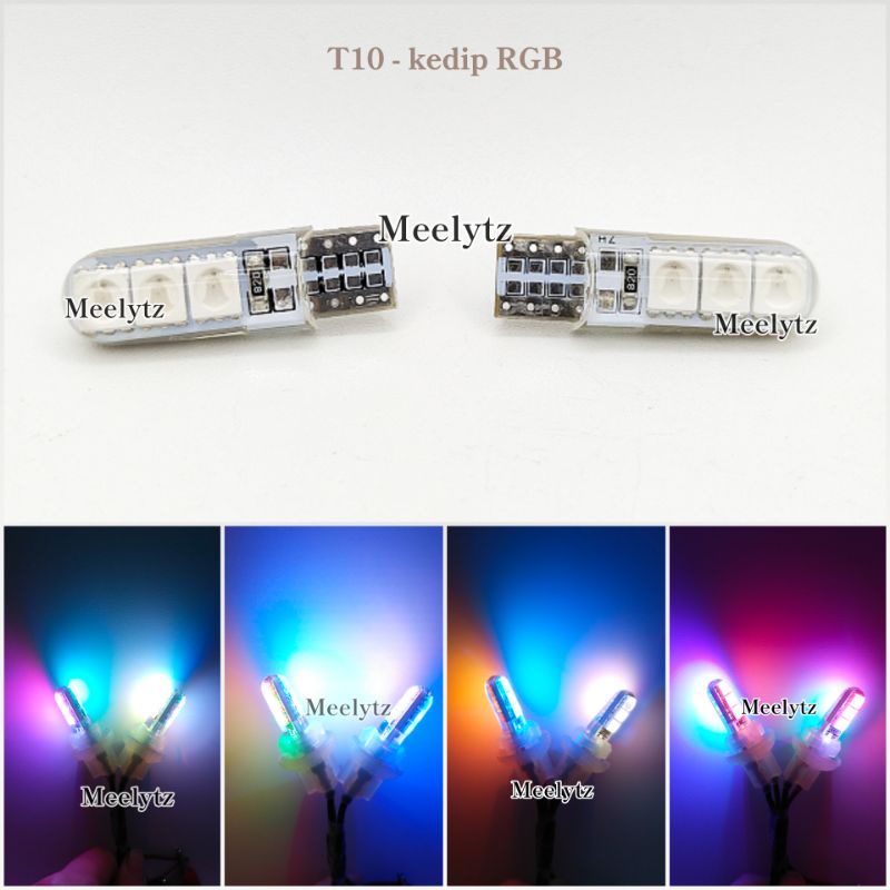 2pcs Lampu LED senja sen T10 kedip running warna warni