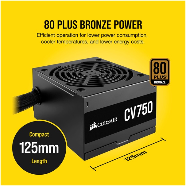 Corsair CV750 - 750 Watt 80 Plus Bronze Power supply NAMPOL GAN