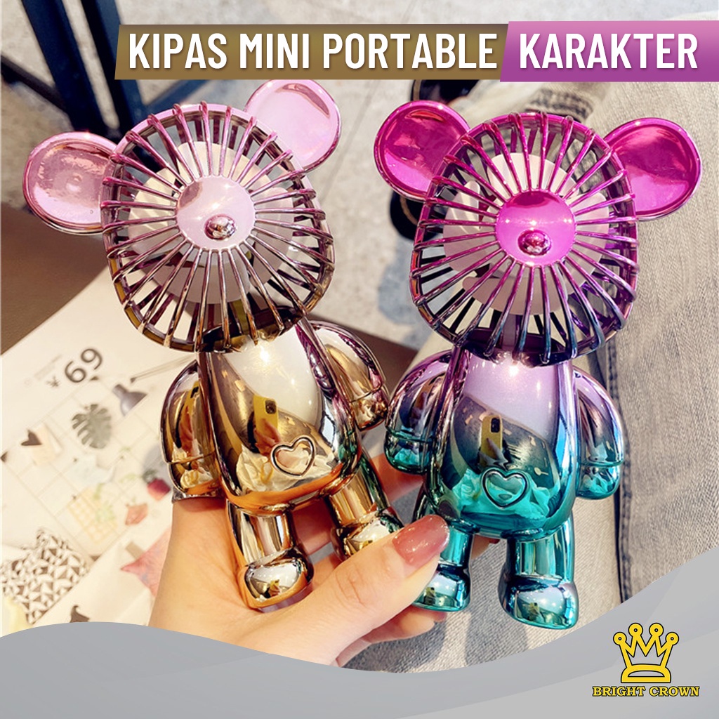 [ BISA COD ]Kipas Angin Beruang Bearbick Mini Portable Bisa Cas Dengan 3 Mode Kecepatan Kipas