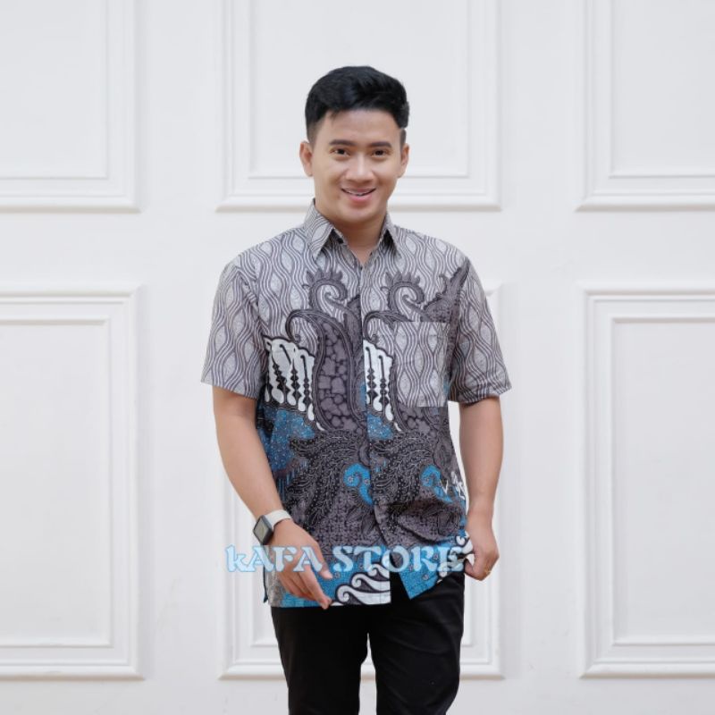 Kemeja Pria Batik Jumbo 4XL-6XL Atasan Baju Hem Batik Big Size Ukuran Besar Seragam LCc