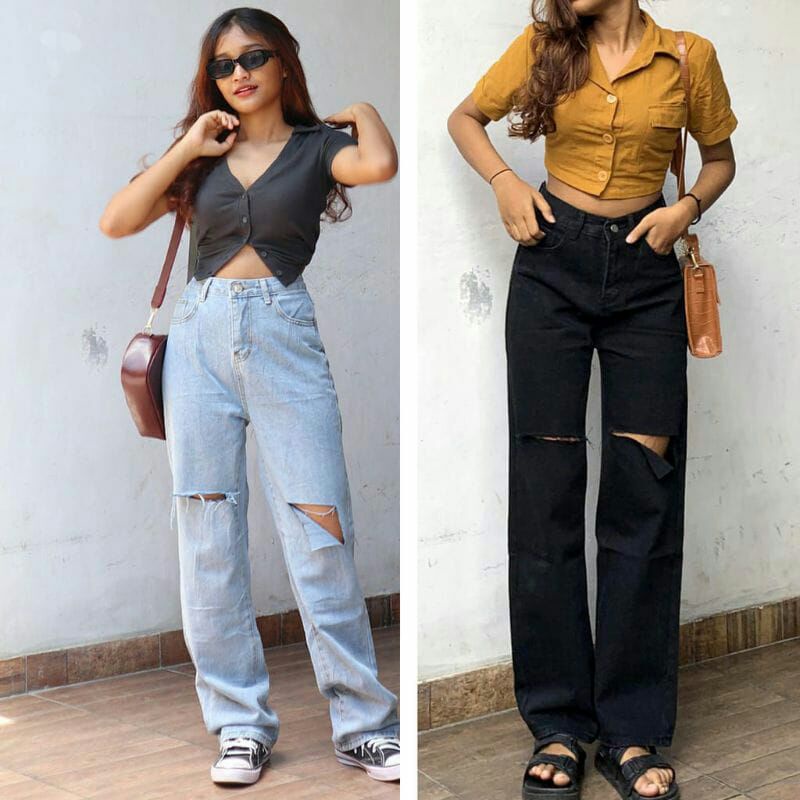 SHANA HIGHT WAIST KULOT JEANS SOBEK/KULOT JEANS WANITA PREMIUM RIPPED SOBEK