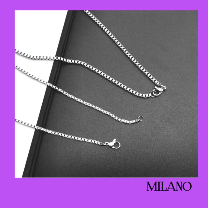 kalung titanium milano pria wanita berlapis silver perak