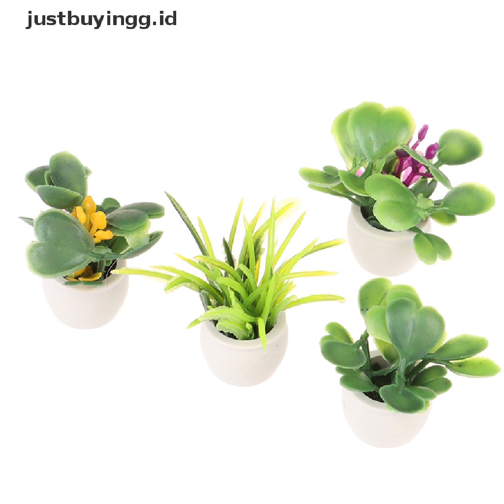 Justbuyingg.Id Miniatur Pot Tanaman Hijau Dekorasi Rumah Boneka 1: 12