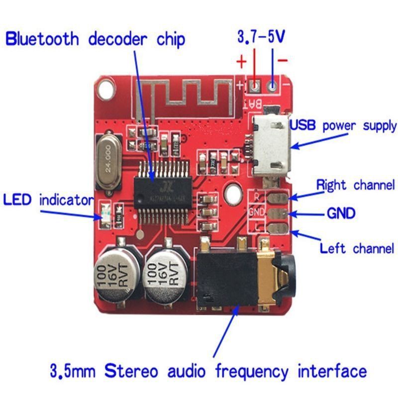 Modul penerimaan bluetooth 5 volt stereo mudah dalam pemasangan