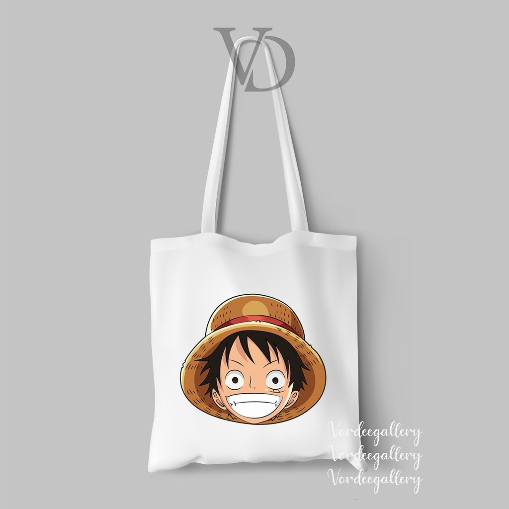 tote bag kanvas gambar one piece chibi cute nami luffy zoro / tas anime jepang ver 1