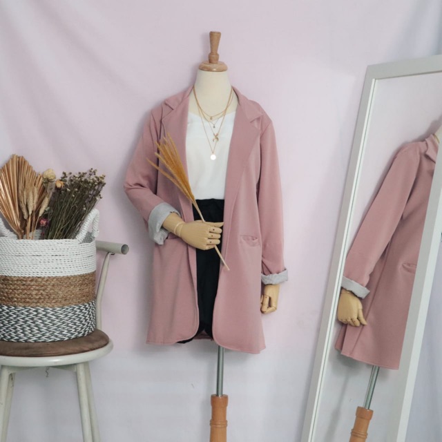 Blazer Pink Edition ( Realpict blazer korea office casual ootd best seller )