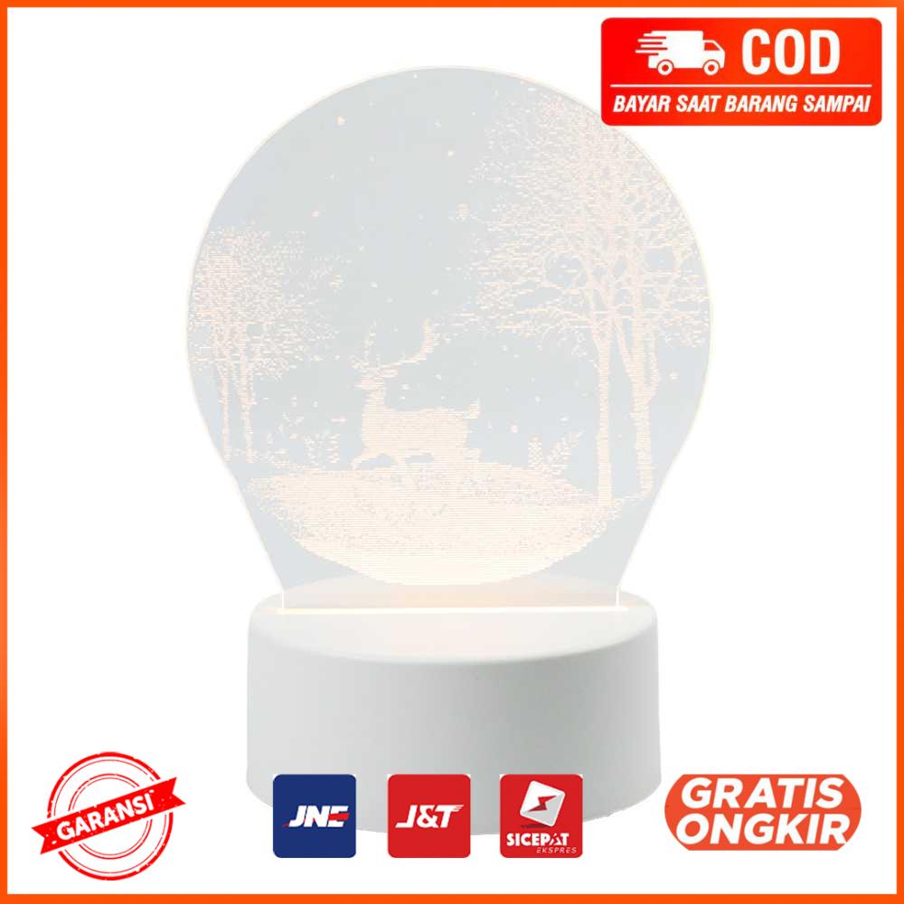 Lampu Tidur 3D LED Transparan Warm White Z-584 Elk Tree