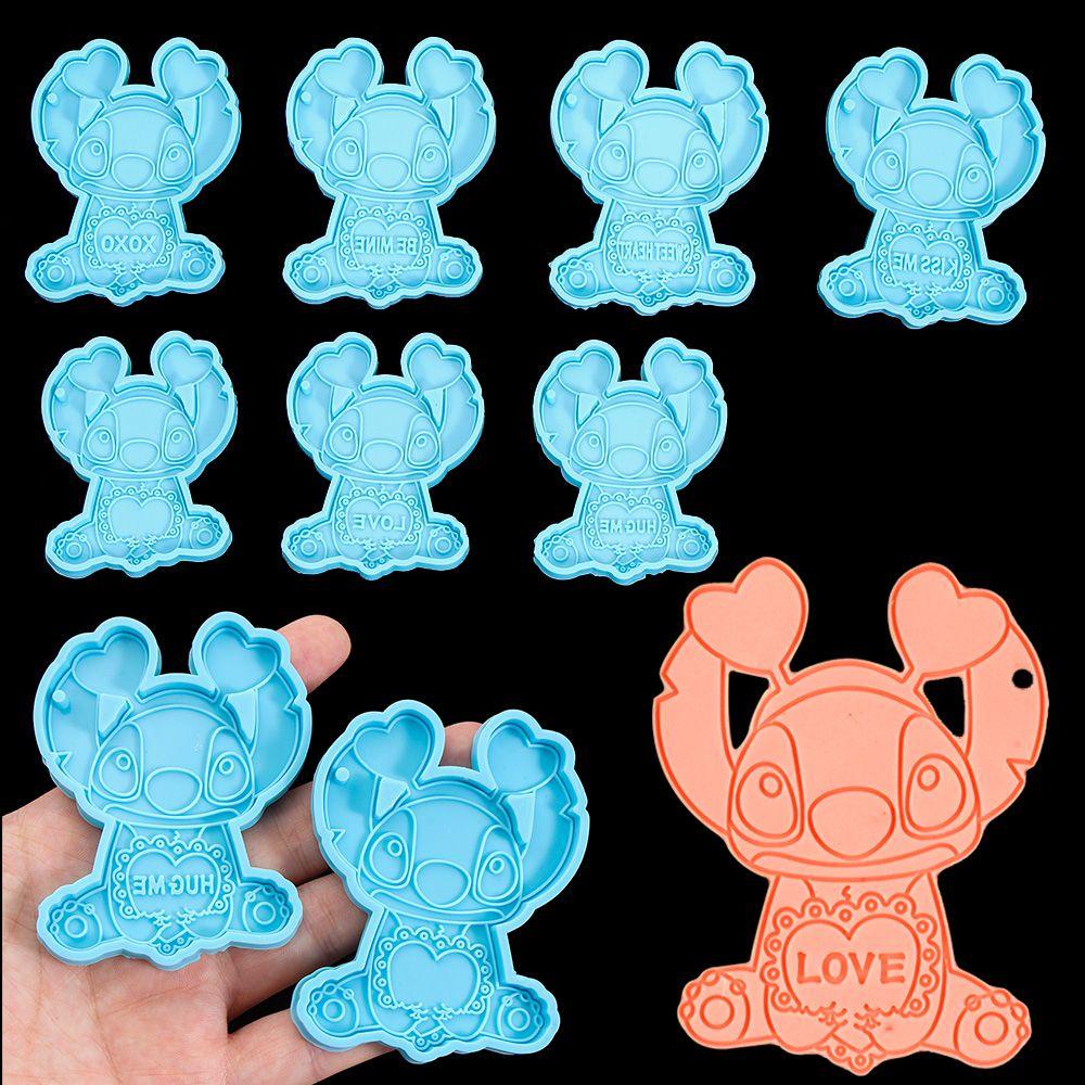 R-FLOWER Stitch Gantungan Kunci Cetakan Resin Kerajinan Tag Gantung Alat Kue Clay Mold Jewelry Making Tool