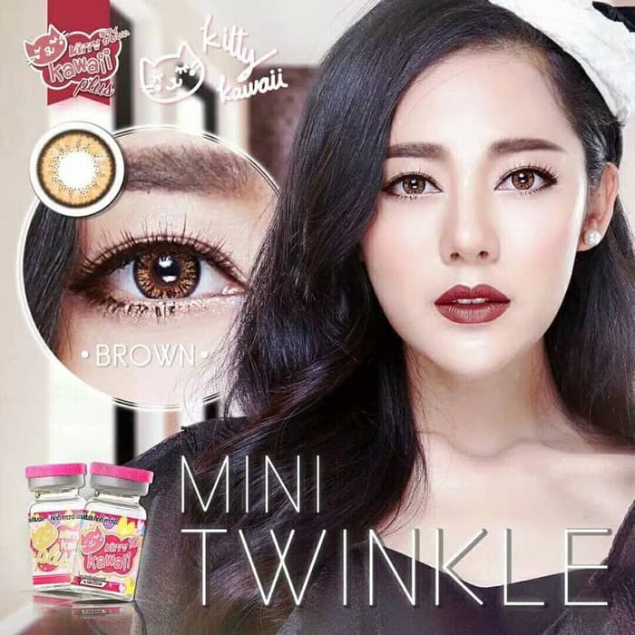 Softlens Kitty Kawaii Mini Twinkle Warna Gray Brown