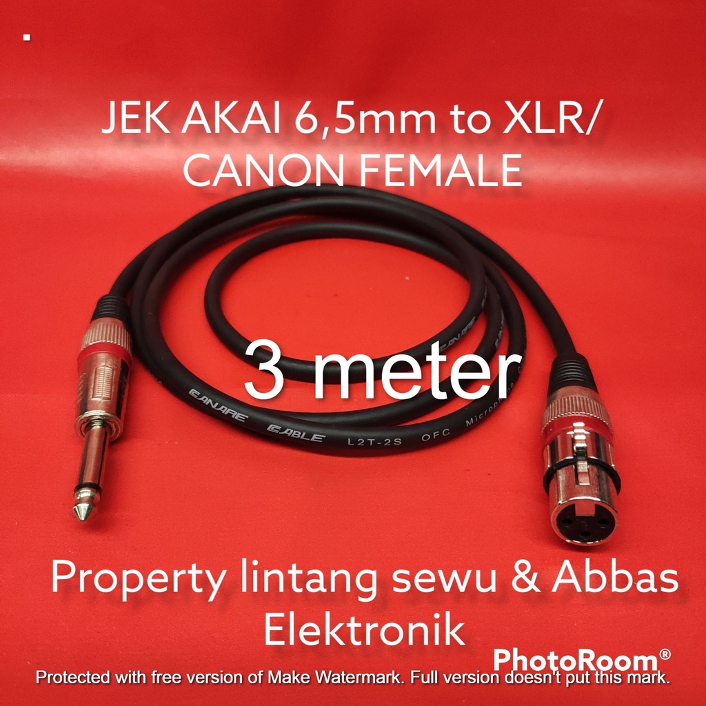 KABEL MIC JEK AKAI 6.5MM TO XLR CANON FEMALE 3 METER