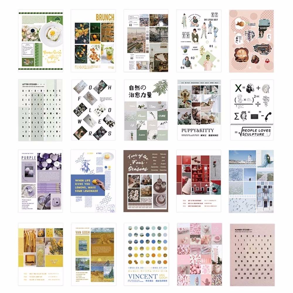 ELEGANT DIY Scrapbook 20 Page Stationery Sticker Decoration Stickers Notebook Sticker Set Cute INS Style Journal Diary Stickers Cartoon Bear Vintage Rosy Posy