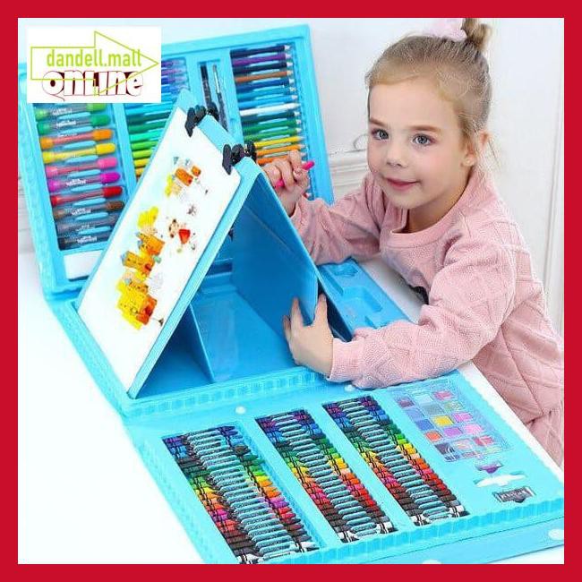 

U8Tyrt67- Crayon Anak Set Isi 208 Pcs Alat Lukis Anak Set Pensil Warna Pink - Biru Muda E3Yrf797-