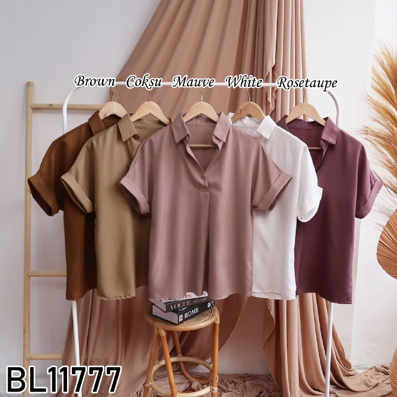 Baju atasan kemeja lengan pendek / casual fashion cewek wanita murah / baju kuliah / ootd kekinian