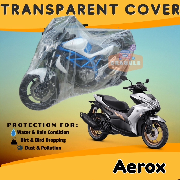 Sarung Cover Motor Plastik Transparan Aerox Waterproof Jaket Tutup Mantel Motor Aerox