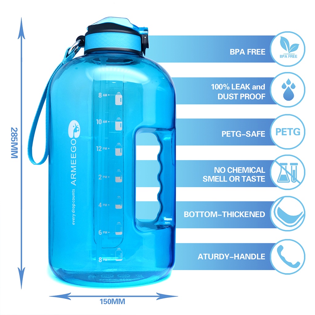 ARMEEGO Botol Air Minum 3.78 liter - Tumbler Galon - Botol Olahraga