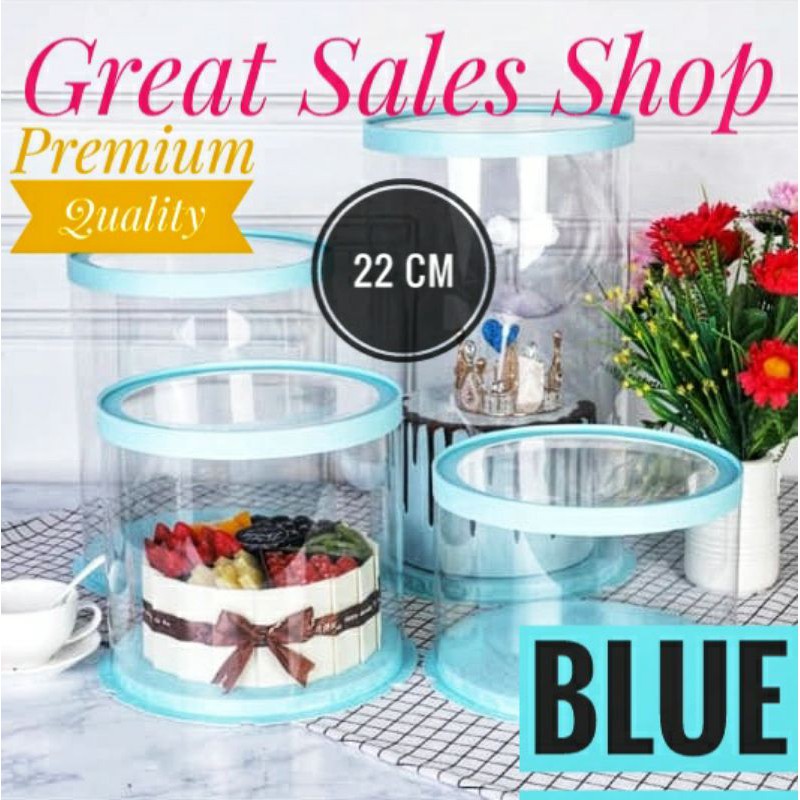 

Cake Box Bulat Dus Kue Bulat Kotak kue Bulat Transparant Mika PET Diameter 22 CM