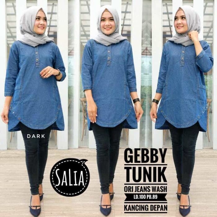 Model Baju Jeans Atasan Wanita Xena Helby Tunik Jeans Model Baju Jeans Atasan Wanita Xena Helby Tunik Jeans