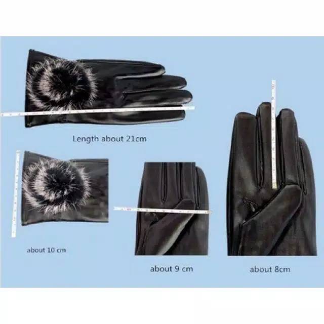 WOMAN WINTER AUTUMN GLOVES PU LEATHER POMPOM SARUNG TANGAN WANITA MUSIM DINGIN