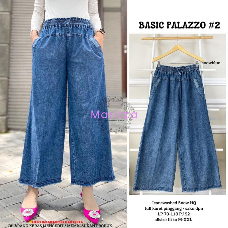 Celana Kulot Jeans Wanita Denim Premium Bawahan Wanita Murah-Basic Rawis Blue