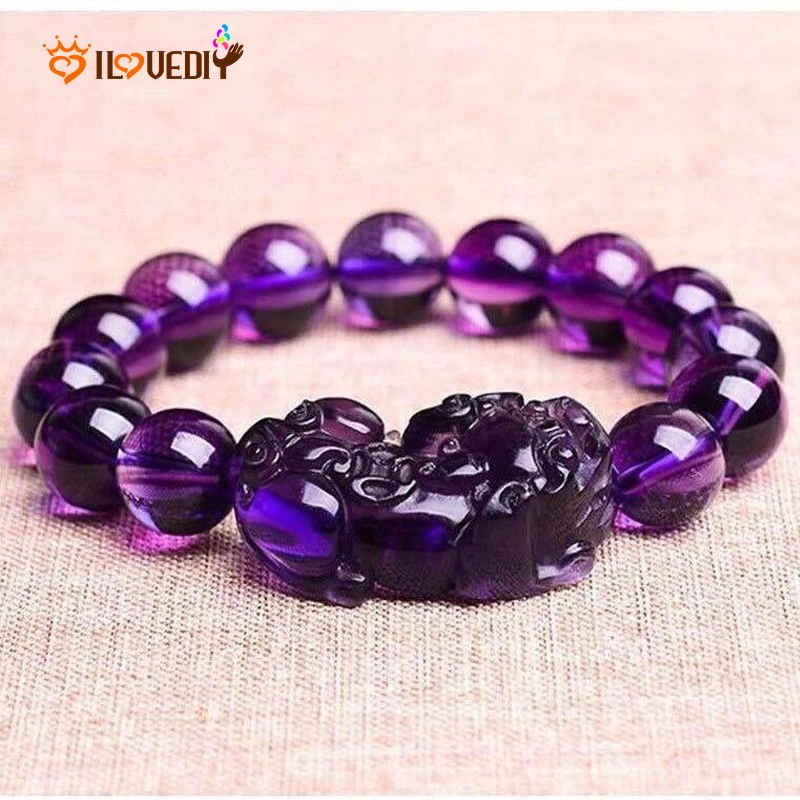 Gelang Manik-Manik Kristal Amethyst Chakra Yoga Untuk Pria Dan Wanita