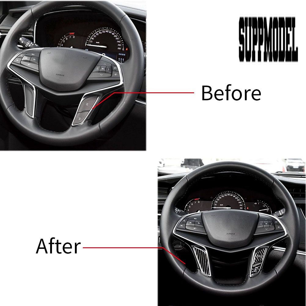 3pcs Stiker Cover Stir Mobil Bahan Carbon Fiber Untuk Cadillac XT5 2016-2017
