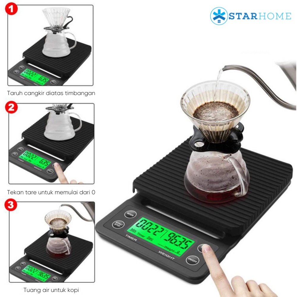 Timbangan Kopi Digital Timer V80 Drip Coffee Scale Timbangan Dapur Digital Timbangan Kue Telur Buah Daging Pasar