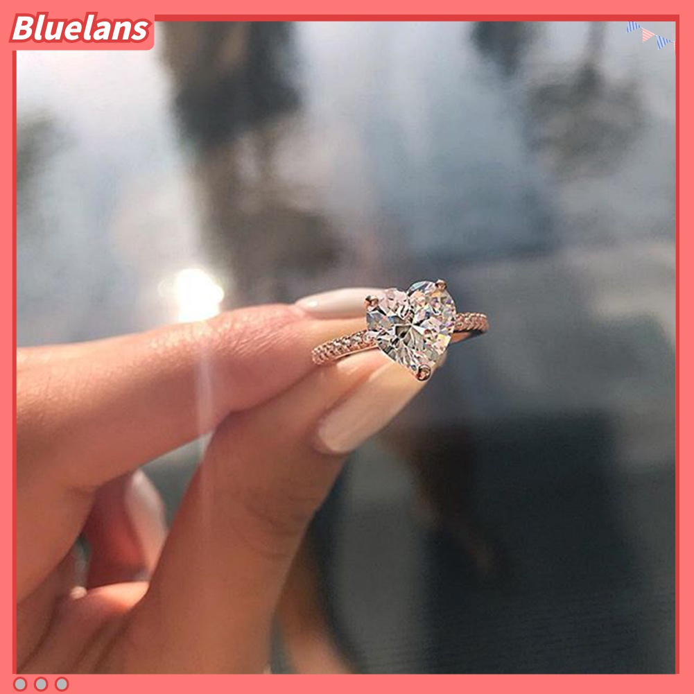 Cincin Jari Cubic Zirconia Bentuk Hati Untuk Wanita