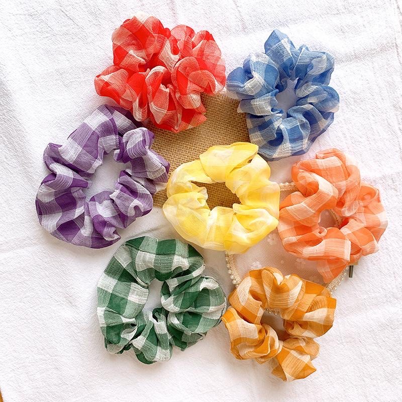 Scrunchie Kotak Kotak / Scrunchie Korea / Ikat Rambut Kotak Kotak / Ikat Rambut Korea