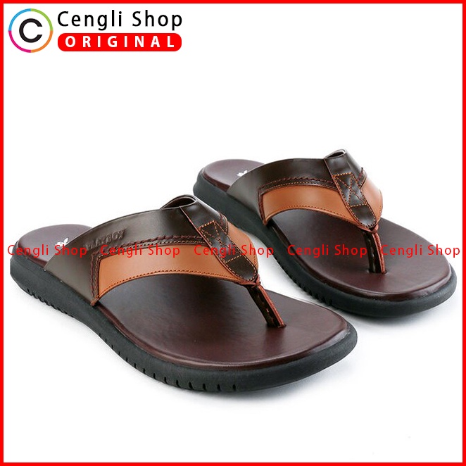 PL18 SANDAL JEPIT PLAYBOY PRIA ORIGINAL CASUAL KULIT BRANDED COKLAT