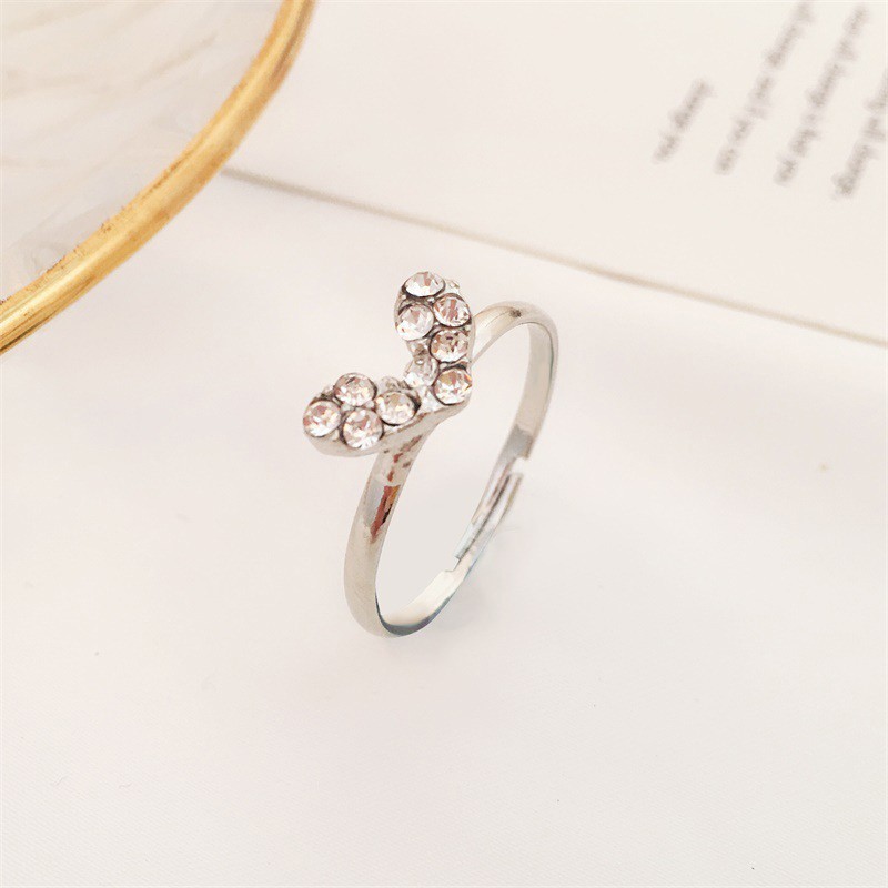 Cincin berlian retro berlian penuh cinta cinta mengkilap perempuan Ring