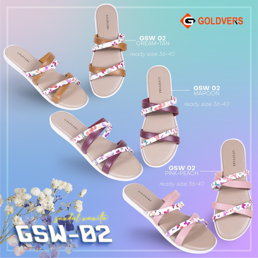 Sandal Teplek Wanita Silang Sandal Goldvers Sandal Flat Original Import Sandal Selop - Goldiesbags