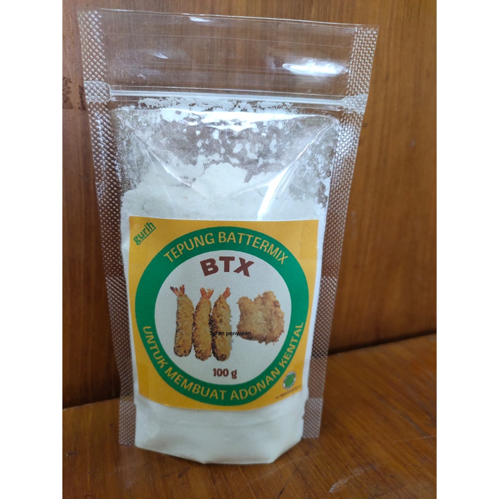 

tepung battermix BTX gurih 100 g untuk membuat adonan kental menempelkan bread crumb