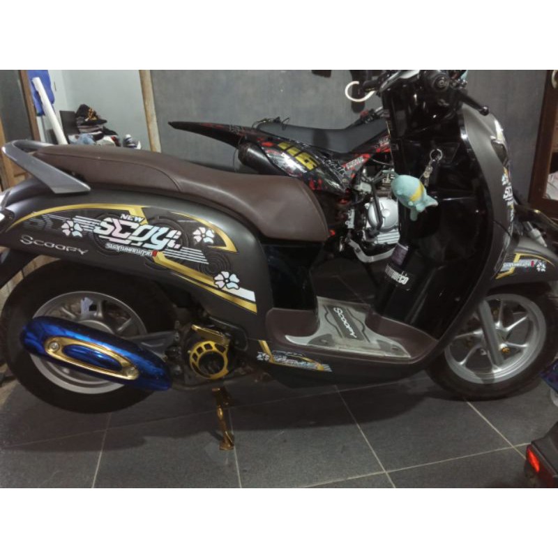 Striping Scoopy new transparan list gold flowers